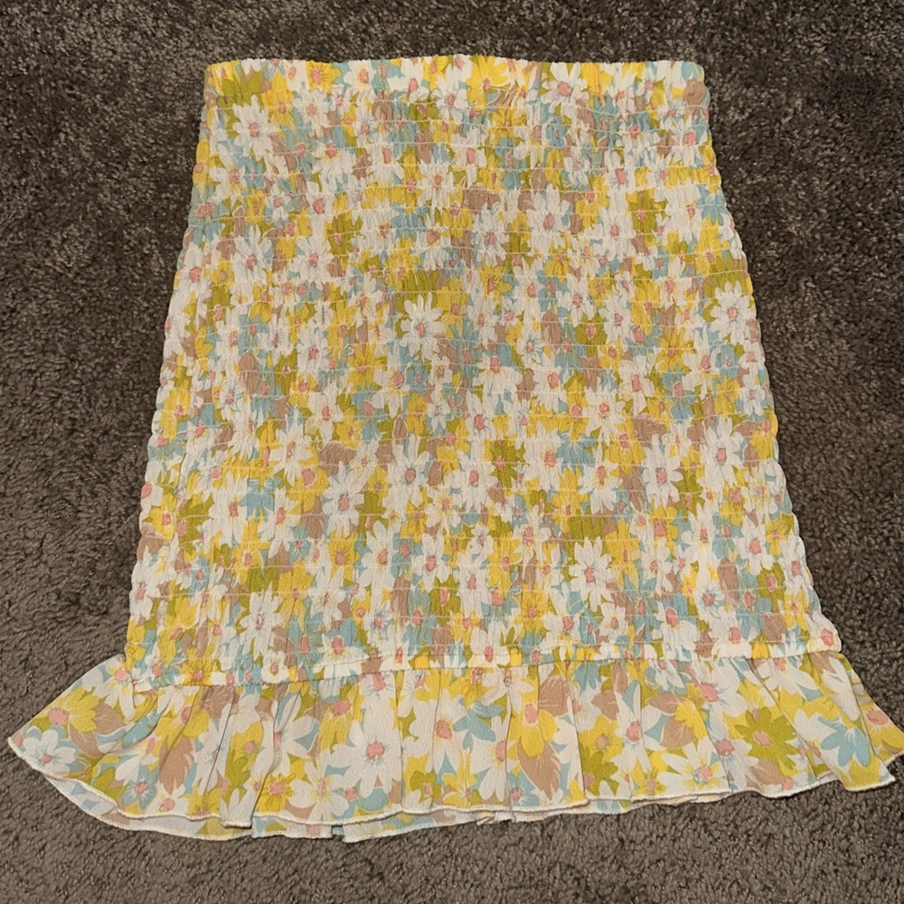 Nasty Gal Floral Shirred Mini Skirt